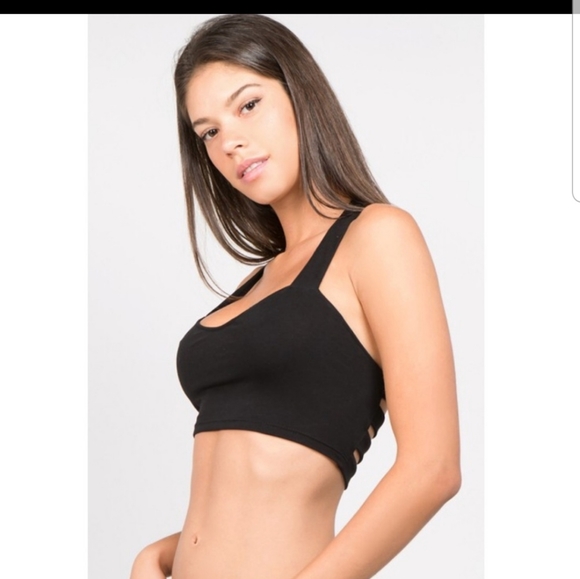 Black cage back soft and stretchy bralette - Picture 3 of 4